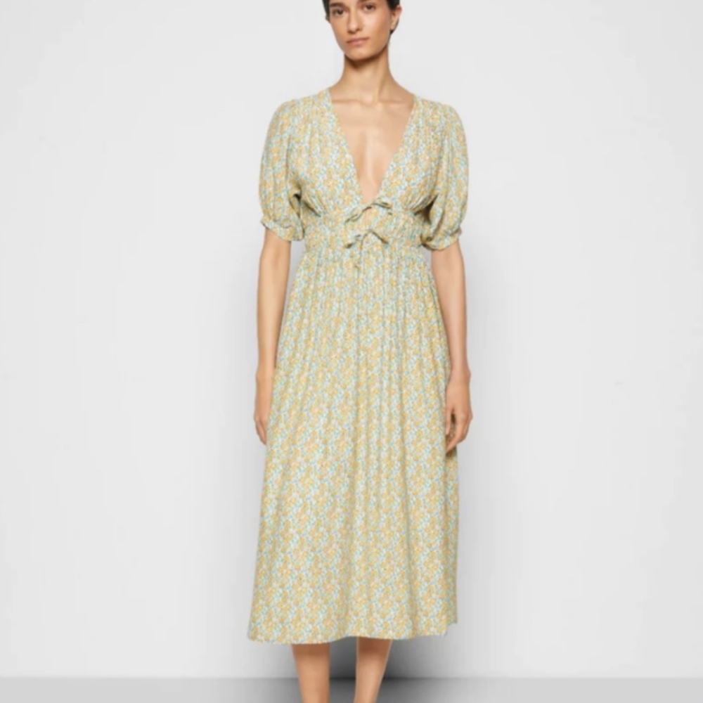 Anthropologie Faithfull The Brand Floral Yellow Midi Dress